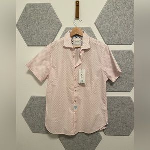 NWT Medium Cactus Man Ricky Singh Pink Button Up Shirt Polka Dot